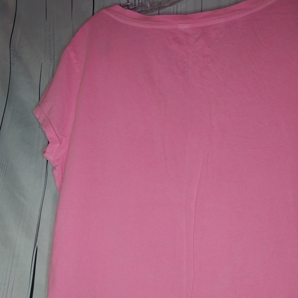 Aeropostale Pink Feather Graphic Women's Y2K V-Neck Top - Picture 9 of 11